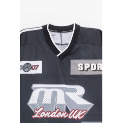 MARTINE ROSE BLACK GREY OVERSIZED HOCKEY T SHIRT